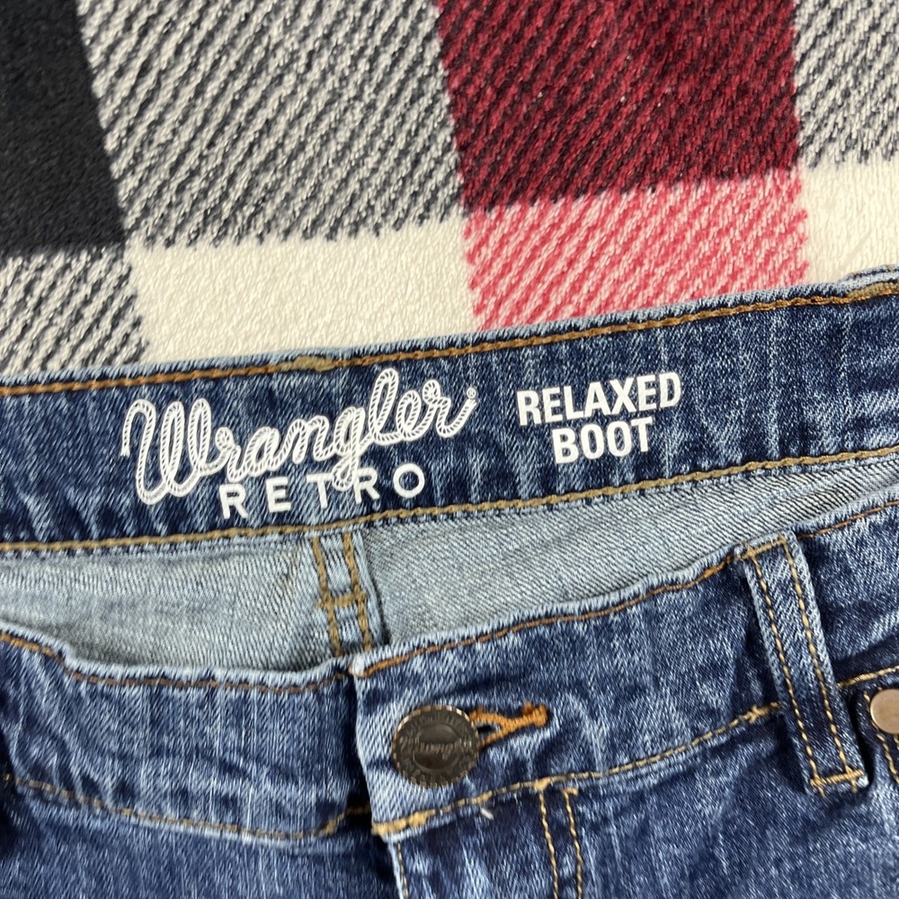 Wrangler Retro Jeans Mens 38x32(31") Relaxed Boot Western Rodeo Dark Wash - Picture 5 of 12
